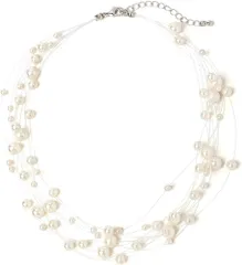 [MORE AUNI] ネックレス アクセサリー 結婚式 ウェディング ラインストーン ファッション 成人式 二次会 お呼ばれ フォーマル パーティー 短い 持ち運び 持ち歩き ゆらゆら ライン ラッピング 01220009 [ホワイト / 01220009]