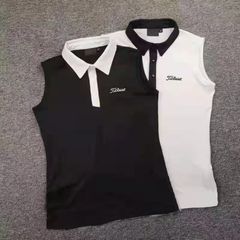 Titleist golf タイトリスト  レディース ゴルフウェア 夏用 ジップアップ ポロカラー 練習用 ノースリーブ ベスト カジュアル トップス 2色