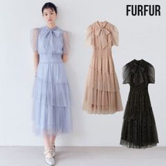 【爆速配送】【即納】ファーファー FURFUR ワンピース 25秋冬 ハーフスリーブラメチュールドレス 半袖 ロング丈 rwfo259005