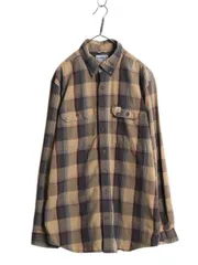 【お得なクーポン配布中!】 US企画 カーハート チェック ボタンダウン シャンブレー シャツ メンズ L 古着 Carhartt ワーク コットン BD 長袖シャツ ワンポイント 廃盤