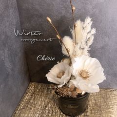 163 winter arrangement　2023‐24 ホワイト×ゴールド　玄関　クリスマス　お正月飾り