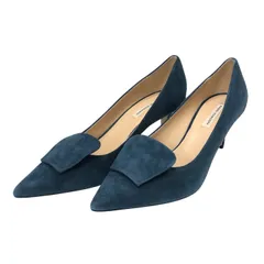 FABIO RUSCONI ファビオルスコーニ ポインテッドトゥ パンプス スウェード ブルー 24.5-25cm相当【中古】【新品同様】【美品】レディース
