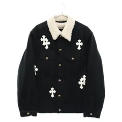 CHROME HEARTS (クロムハーツ) モーターブレス クロスパッチ カスタム ムートンライナー裏ボアベスト ダガージップ クロスボールボタン ラムスキン デニムジャケットのサムネイル
