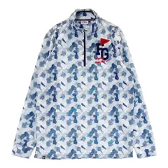 サイズ：L FILA GOLF フィラゴルフ  ハーフジップ 長袖Tシャツ 裏起毛 総柄 ネイビー系 [240101509430] ゴルフウェア メンズ ストスト