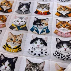 1㍍長公爵猫さん綿シーチングプリント生地ハギレ布