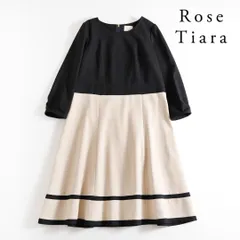 641t*美品 大きい42 ローズティアラ バイカラー 切替フレアワンピース