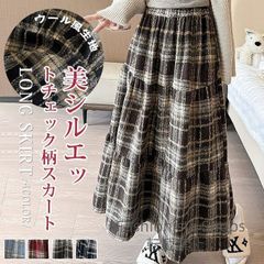 【新品未使用】チェックスカート レディース 秋冬 ラシャスカート Aライン フレアスカート ゆったり スカート ウール風生地 きれいめ お洒落 着回し デート ガーリー ハイウエスト Aライン 体型カバー ugcp80
