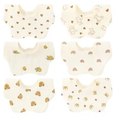 新品 [Comfort U] よだれかけ スタイ ベビー ビブ 男の子 女の子 花びら型 6枚セット 綿100％ 6重ガーゼ 吸水 柔らかい スナップボタン サイズ調整可能 赤ちゃん 可愛い エプロン お食事スタイ おしゃれ おでかけ 出産準備 ギフト 保育園