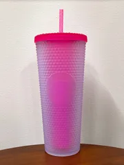 【新品未使用】スタバ　ロゴコールドカップタンブラーネオンピンク710ml