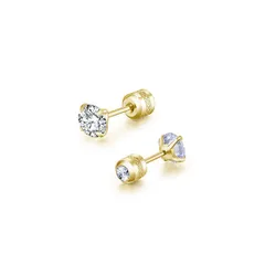 ピアス 金属アレルギー サージカルステンレス ネジ式キャッチ 立爪 リバーシブル レディース メンズ 両耳用 1ペア セカンドピアス 仕事 プレゼント