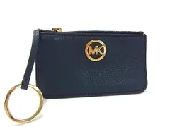 ■美品■ MICHAEL KORS マイケルコース レザー キーリング付き コインケース コインパース 小銭入れ ネイビー系 DG9876