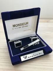 MONSIEUR ムッシュ カフス カフスボタン ネクタイピン シルバー ブラック カッコイイ ビンテージ調のサムネイル