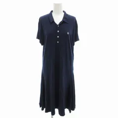 ラルフローレン RALPH LAUREN ポロシャツワンピース ロング ロゴ刺繍 ワンポイント 7F S 紺 ネイビー /GV
