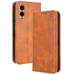 arrows We2 ケース 手帳 F-52E チェック柄 合革 レトロ 手帳 ケース 【Color】キャメルのサムネイル
