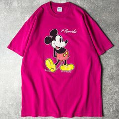 80s USA製 ディズニー オフィシャル ミッキー プリント 半袖 Tシャツ L / 80年代 アメリカ製 ビンテージ ピンク Velva Sheen