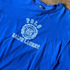 【90's】Polo by Ralph Lauren カレッジデザインロンT ブルー　USA古着　ポロバイラルフローレン　長袖Tシャツ