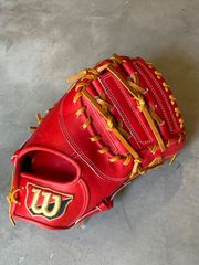［Wilson中村氏直伝型付け］ 2023年モデル【Wilson】硬式用ファーストミット  型番：KS型　Eオレンジ