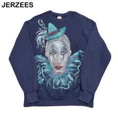 JERZEES ジャージーズ 90s USA古着 ビッグプリント ピエロ 道化師 art アート ラグランスリーブ 個性派 メンズ レディース トレーナー スウェット Lサイズ