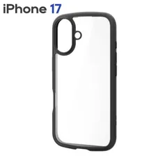 エレコム iPhone17 ケース ハイブリッド カバー 衝撃吸収 軽量 薄型 磁気吸着対応メタルステッカー付 ストラップホール付 ストラップホールシート付 背面ガラス TOUGH SLIM LITE ブラック  【５営業日以内発送】 【ゆうパケットにて発送】