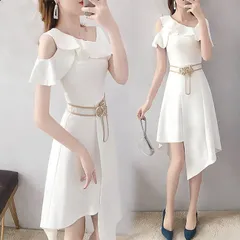 ★新品★　匿名発送　淑女系、肩見せ、アシンメトリーデザイン、Ａラインフレアーワンピース
