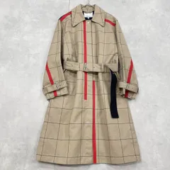3.1 Phillip Lim　スリーワンフィリップリム　ロングコート　変形　異素材　ドッキング　チェック柄　切替　S　コットン　レーヨン　a00116