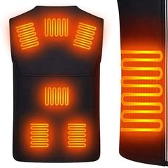 電熱ベスト 8箇所発熱 3段階温度調整 速暖 加熱ベスト 防寒ベスト USB給電式 撥水加工 軽量 水洗い可能 アウトドア 男女兼用 洗濯袋付き 電熱ジャケット