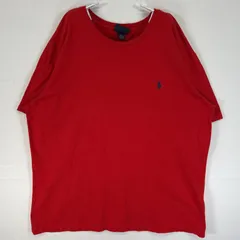古着 90's/90年代 ポロバイラルフローレン Polo by Ralph Lauren 半袖Tシャツ ロゴ 刺繍 クルーネック シングルステッチ L  レッド 無地 メンズ