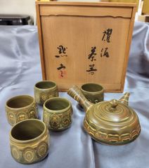谷川黙堂　常滑焼　在銘耀泥　練込急須湯飲　黙堂　昭和レトロ　茶器　お茶道具