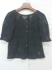 ◇ MAJESTIC LEGON マジェスティックレゴン 総レース 五分袖 シャツ ブラウス サイズM ブラック レディース P  【中古】 【1211160002196】