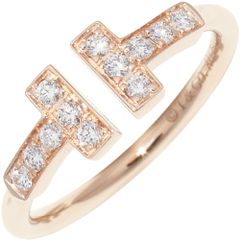 ティファニー 指輪 K18PG ダイヤ0.13ct Tワイヤーリング