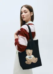 新品未使用 タグ付き MARITHE FRANCOIS GIRBAUD マリテフランソワジルボー　 DOODLE BEAR ECO BAG トートバッグ ブラックのサムネイル