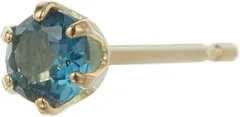 アクセサリーショップPIENA/ピアス ピエナ K18 18金 ゴールド 片耳用 1個売り 天然石 3mm 6本爪 ワンストーン 一石 シンプル レディース ロンドンブルートパーズ(ロンドンブルートパーズ(片耳用))