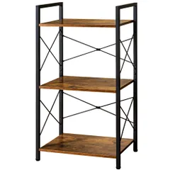 新品 HCHQHS キッチンラック おしゃれ オープンシェルフ 本棚 幅42×奥行28cm×高さ80cm 3段 組立品 3段 ディスプレイ 食器棚 スリム 隙間収納 木目 組立簡単