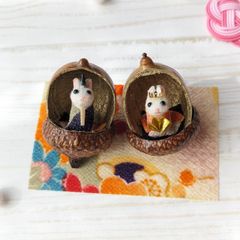 どんぐりうさぎの ひな祭り　ミニチュア　ひな人形　うさぎ