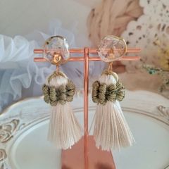 ビジューフリンジピアス