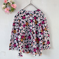 4349 ー大特価ー 美品★ 【ハーディエイミス】HARDY AMIES LONDON レディース トップス シャツ ブラウス カーディガン (Ｌ) 日本製 総柄 花柄 LOT43