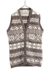 【お得なクーポン配布中!】 80s USA製 エルエルビーン ウール ニット ベスト レディース S / ヴィンテージ LLBEAN フェアアイル ノルディック 前開き 総柄 セーター