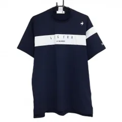 【超美品】ルコックゴルフ 半袖ハイネックシャツ ネイビー×白 メンズ 3L ゴルフウェア 大きいサイズ le coq sportif