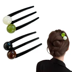 YANHUILAY ヘアコーム【2個セット】夜会巻きコーム かんざし 簪 おしゃれ 夜会巻き ヘアアクセサリー ヘアアレンジ 盛り髪 和装髪飾り 結婚式 パーティー 成人式 卒業式 入学式 浴衣 着物 レディース 1