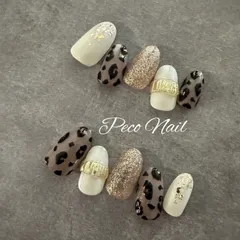 18.レオパード×バニラ＊ネイルチップ