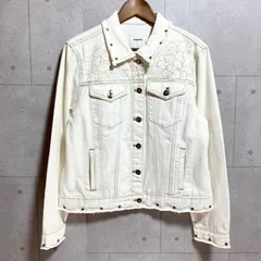 Desigual デシグアル デニムジャケット Gジャン レース アウター 42 ホワイト 白 ゴールド 刺繍 レディース SG329-11