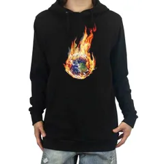 オリジナル パーカー 炎 燃える 地球 ファイヤー アース 人類滅亡 パーカー S M L XL タイト ジャスト 大きい ビッグ オーバーサイズ メンズ レディース ユニセックス ピンククリーム