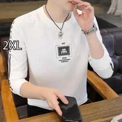 [2XL]メンズ ファッション 服  オシャレ シンプル 大人 かっこいい 大きいサイズ ストリート 紳士服 ラウンドネック スウェット シャツ 韓国 スタイル トップス レイヤリング シャツ