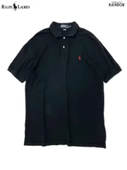 古着 Polo by Ralph Lauren ポロバイラルフローレン 無地 ワンポイント ブランドロゴ カットソー 半袖 ポロシャツ 黒 (ttu2504093)