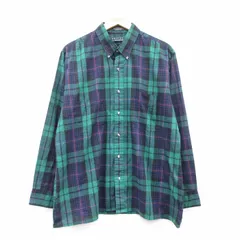 XL/古着 バンヒューセン 長袖 シャツ メンズ 90s ボタンダウン 緑他 グリーン チェック 25feb22 中古 トップス