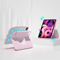 iPad9/iPad8/iPad7（10.2 inch）_ピンク 360度回転式 iPad 10.2 ケース 縦置き 横置き iPad 9 第9世代 iPad 8 第8世代 iPad 7 第7世代 ケース 透明カバー 2 in 1 磁気吸着 分離式 PUレザー