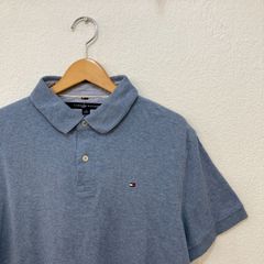 トミーヒルフィガー TOMMY HILFIGER L ブルーグレー コットン100% ポロシャツ メンズ 半袖