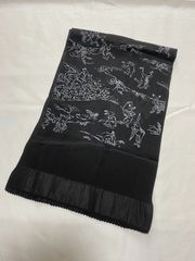 鳥獣戯画　黒　帯揚げ　正絹　絹　　個性　帯揚　おびあげ