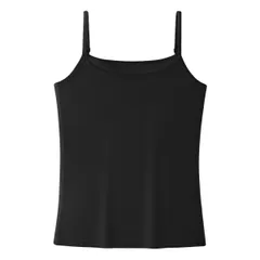 綿95％ インナー レディース キャミソール タンクトップ カップなし 肩紐調節可 伸縮素材 吸汗 肌着 通年対応 下着 無地 シンプル 黒 白 灰 rr-042