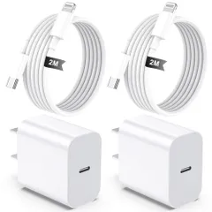 新品 iPhone 充電器 純正 PD 20W [2個セット・ MFi/PSE認証済み] USB-C 電源アダプター USB C - Lightning ケーブル 2m付きType C スマホ充電器 for iPhone 14/Plus/Pro/Pro Max